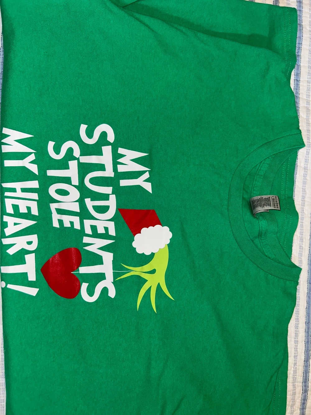 Gildan Green Kids' Graphic Tee with Holiday Heart and Text